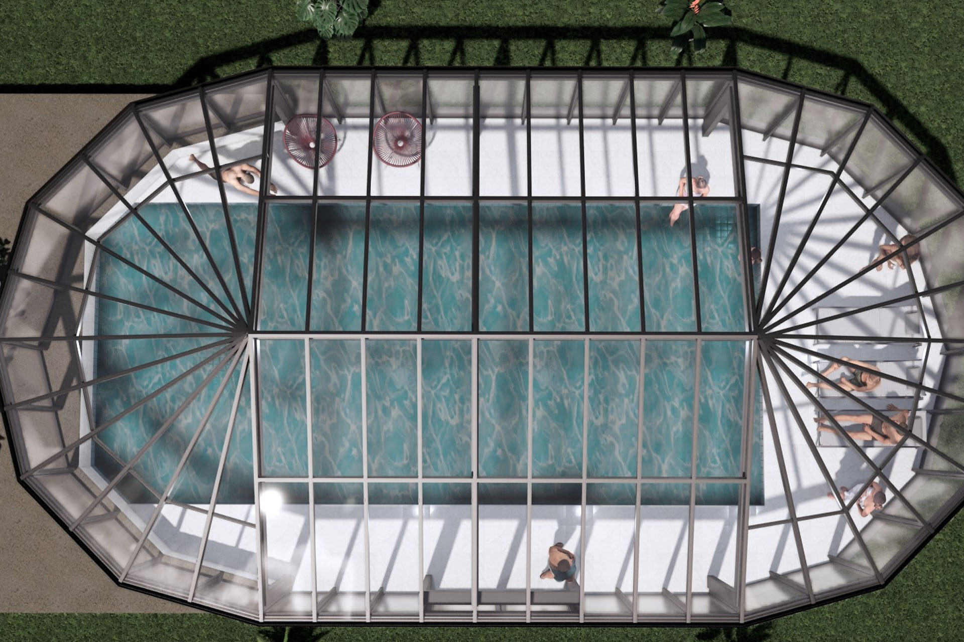 Semi-transparent solar glass garden canopy