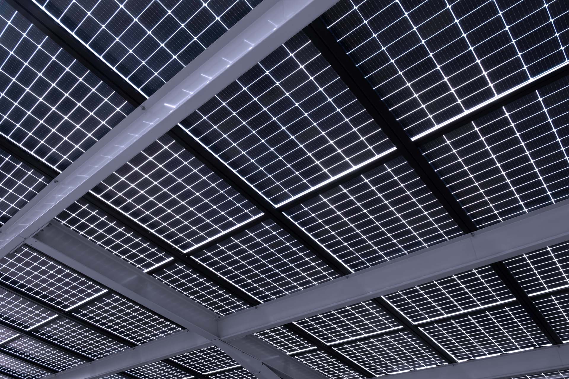 Semi-transparent solar glass garden canopy